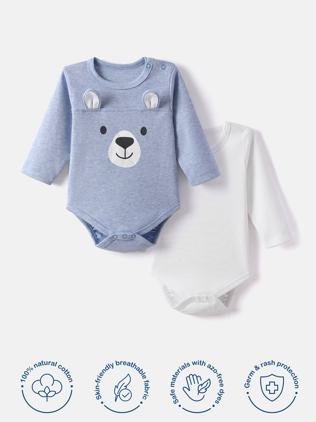 Nautinati Soft Cotton Bodysuits for Infants Newborn Baby Boys & Girls Pack of 2