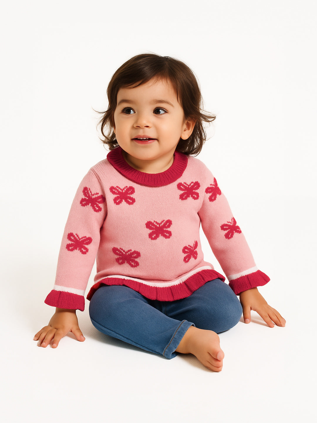 Nautinati Butterfly Print Sweater for Girls