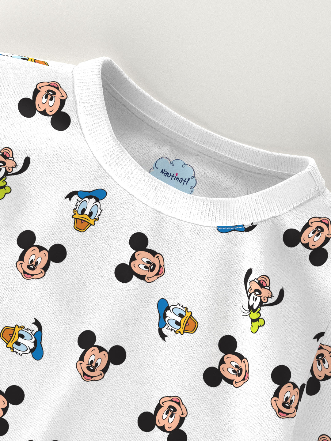 Nautinati Boys' Cotton Mickey & Donald Duck Printed T-shirt and Joggers