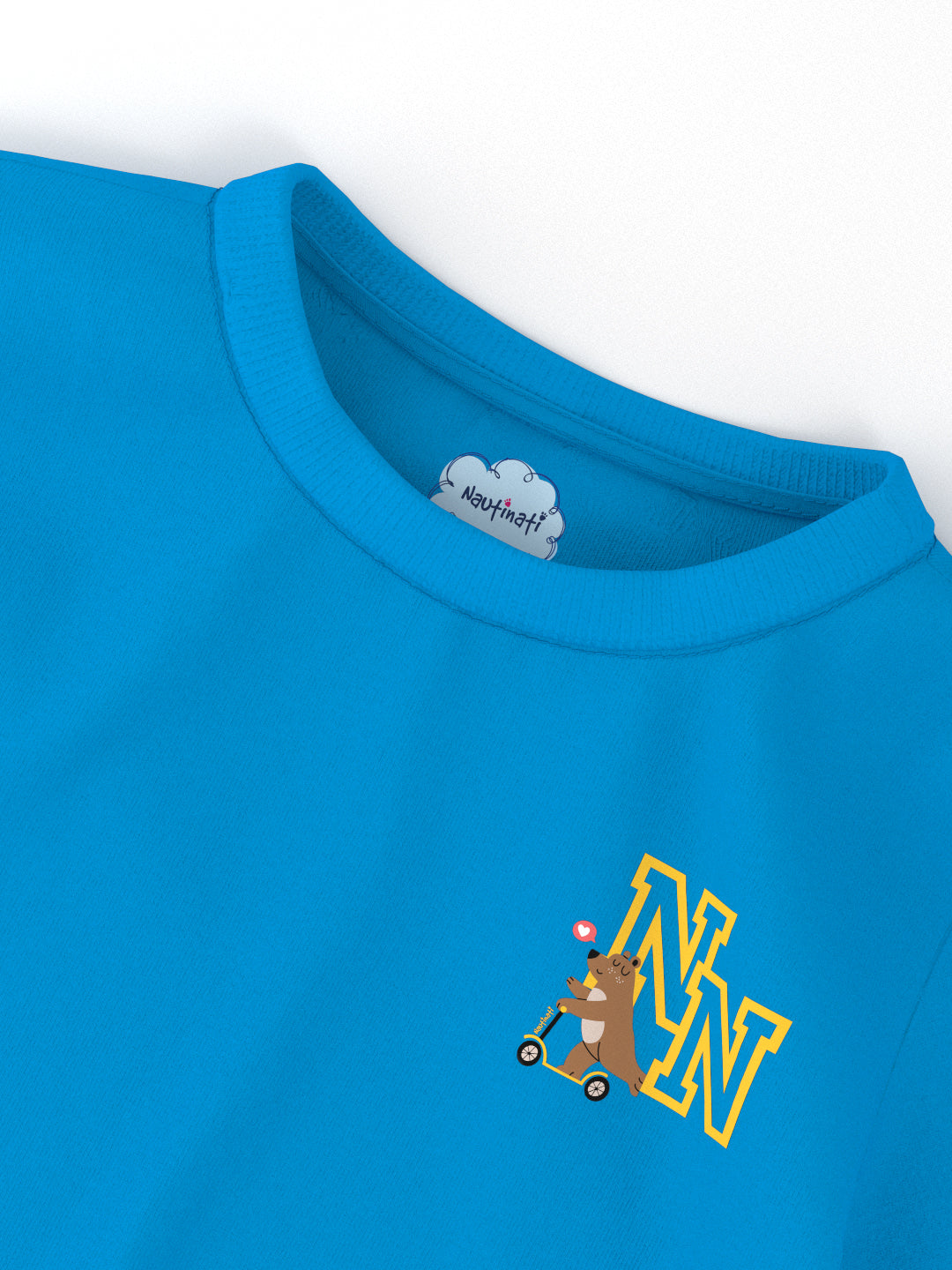 Nautinati Unisex Cotton T-shirt |Sticker Printed| Age 2 - 10 Years