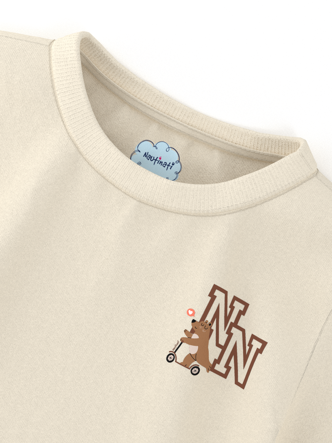 Nautinati Unisex Cotton T-shirt |Sticker Printed| Age 2 - 10 Years