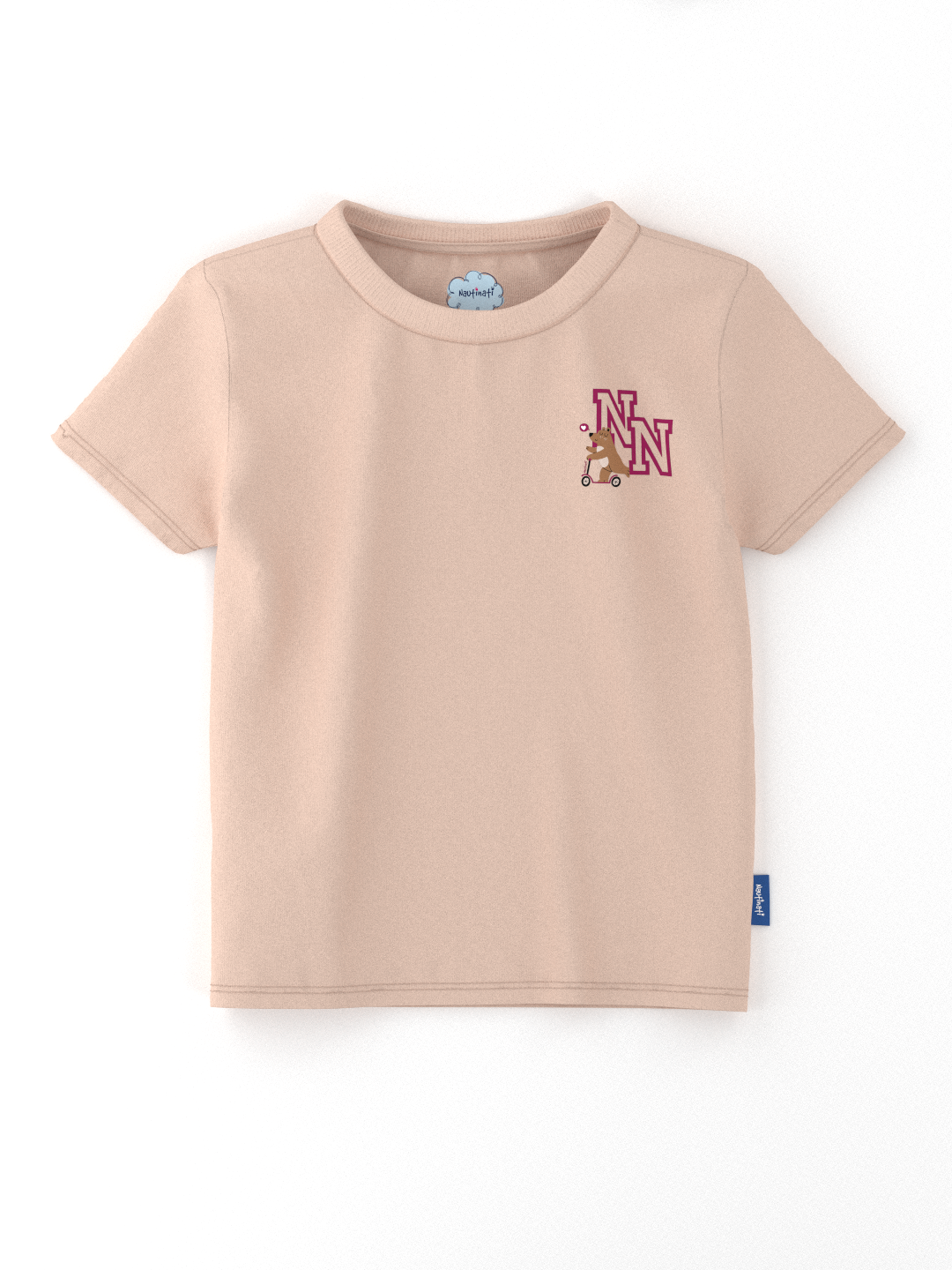 Nautinati Unisex Cotton T-shirt |Sticker Printed| Age 2 - 10 Years