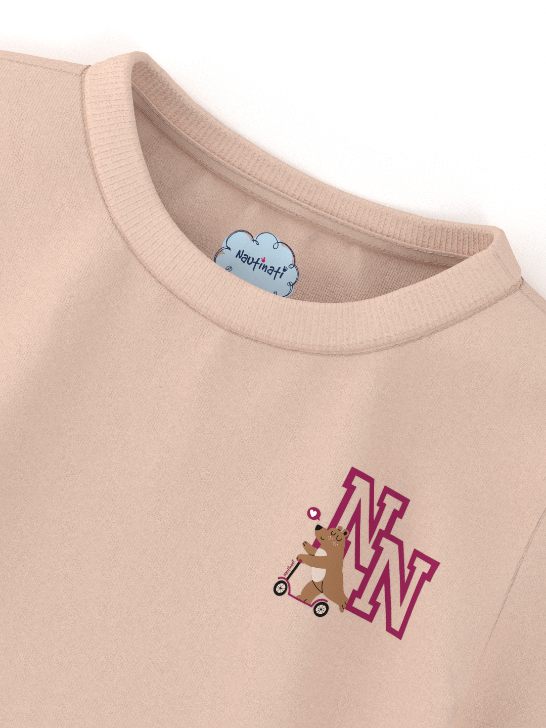 Nautinati Unisex Cotton T-shirt |Sticker Printed| Age 2 - 10 Years