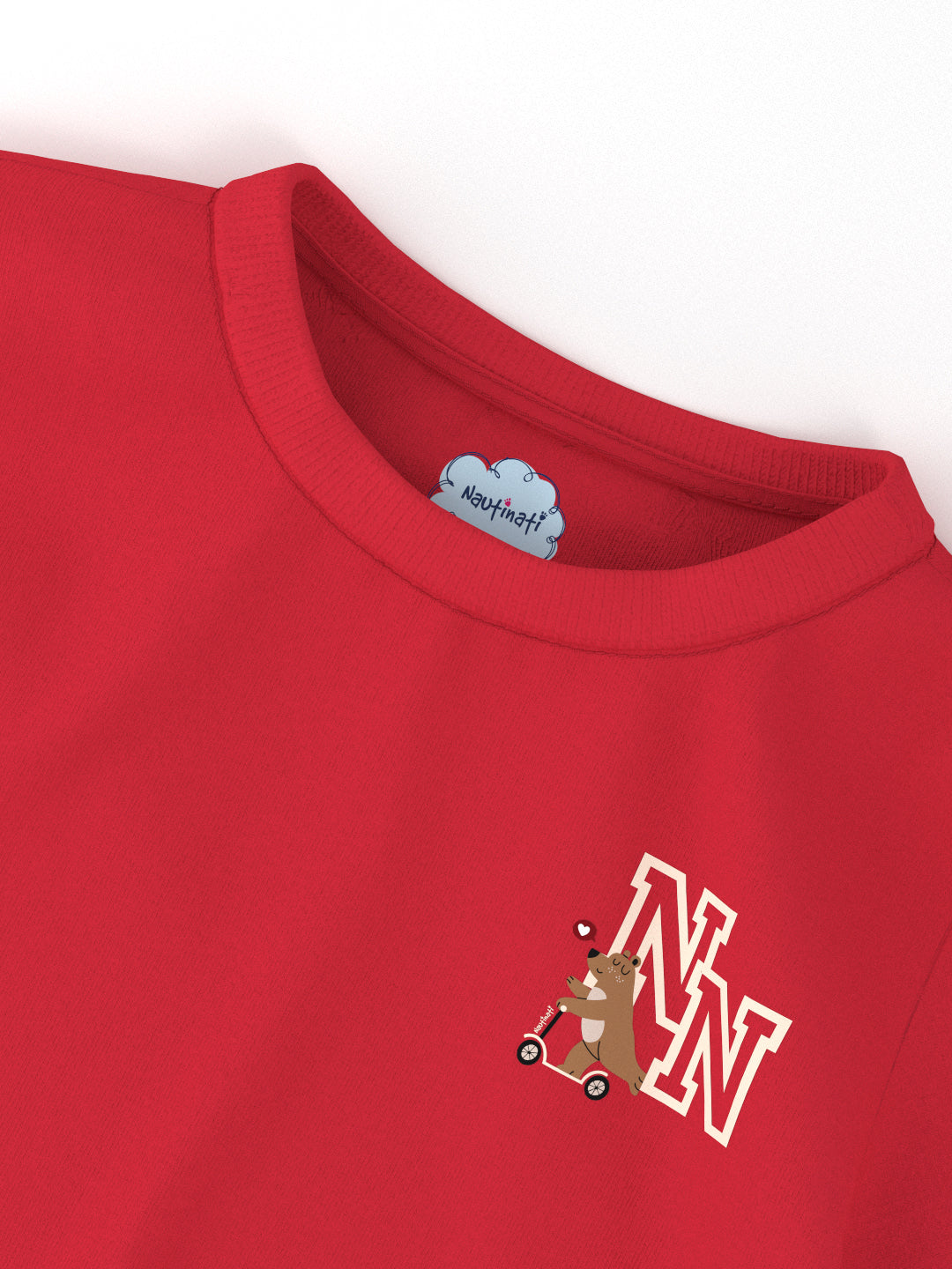 Nautinati Unisex Cotton T-shirt |Sticker Printed| Age 2 - 10 Years