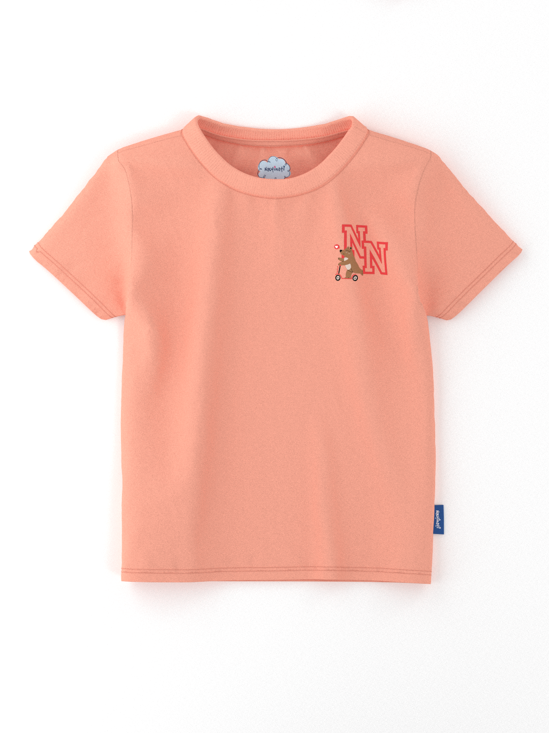 Nautinati Unisex Cotton T-shirt |Sticker Printed| Age 2 - 10 Years