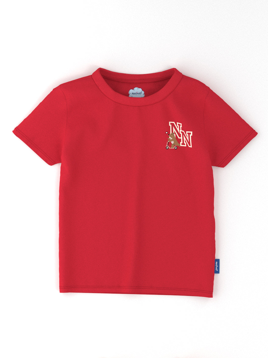 Nautinati Unisex Cotton T-shirt |Sticker Printed| Age 2 - 10 Years