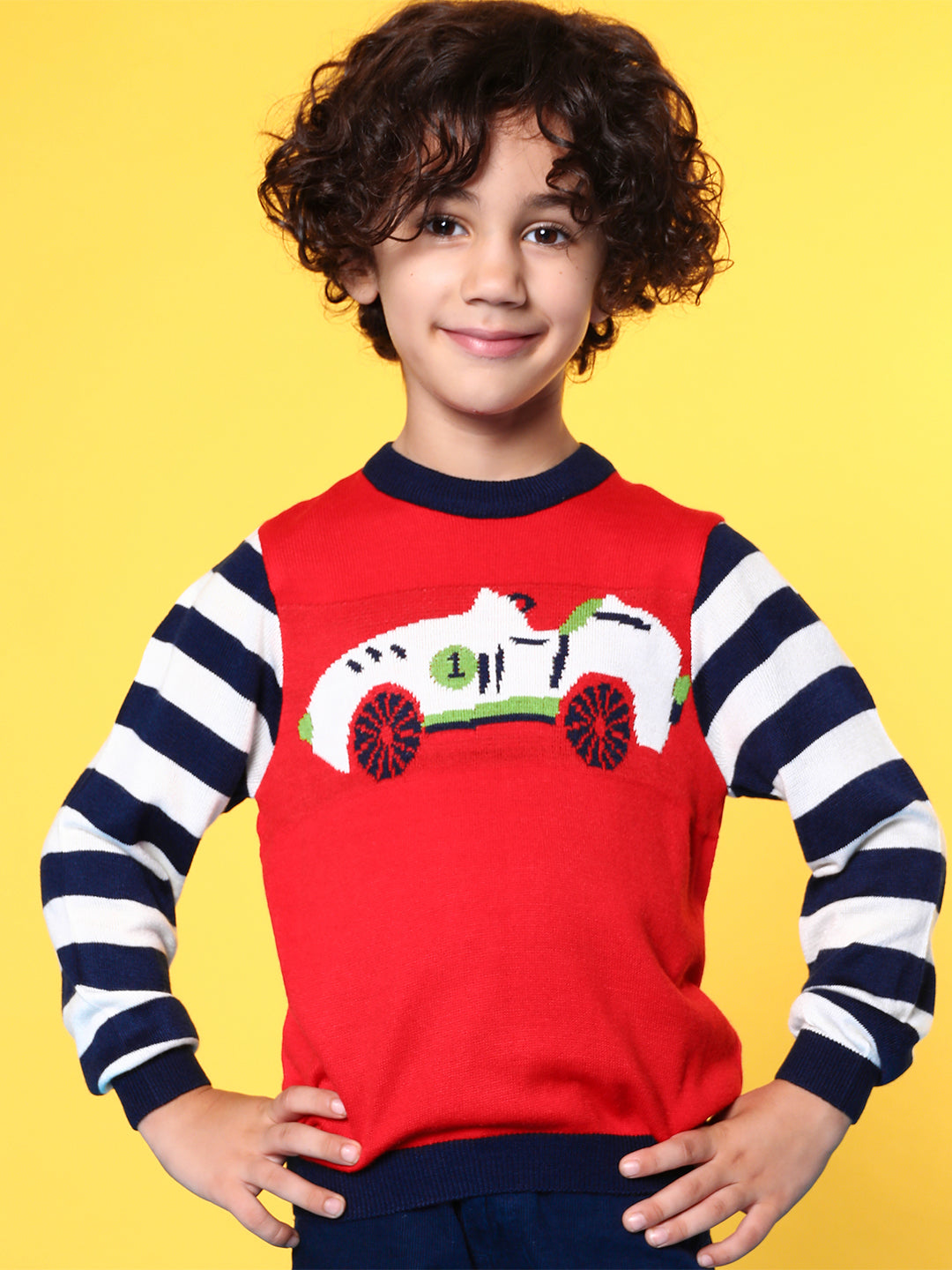 Nautinati Boys Red Navy Blue Pullover