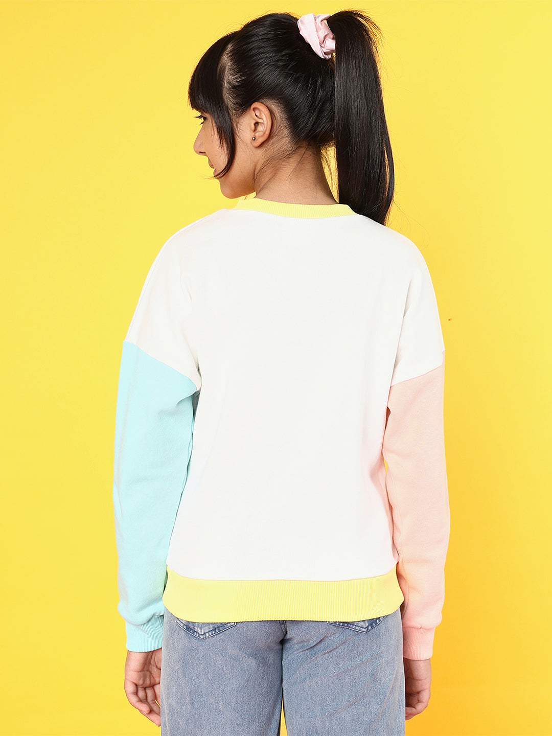 Girls Floral Printed Colourblock Sweatshirt