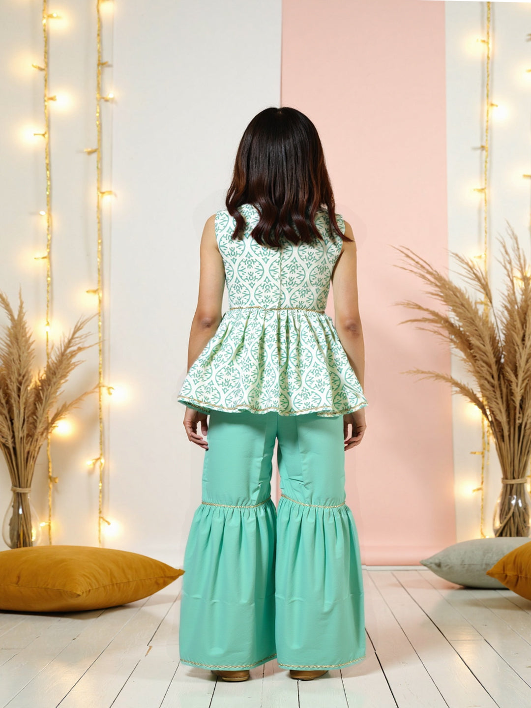 Nautinati Girls Ethnic Top & Bottom Set | Pack of 1 | 5-6Y