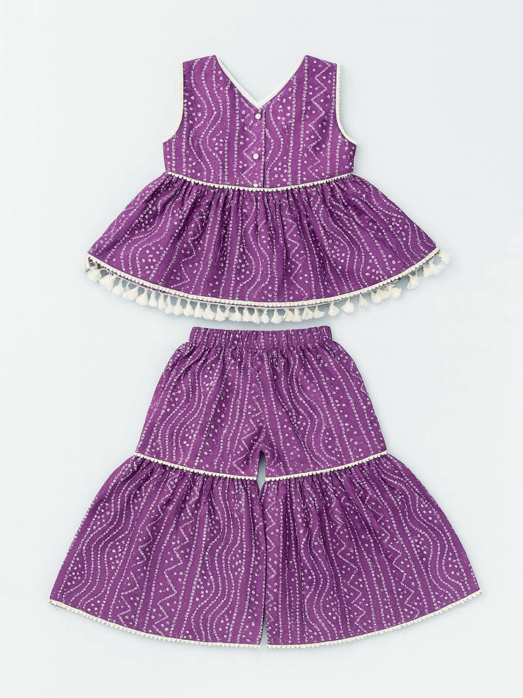 Nautinati Purple Festive Ethnic Set for Girls Cotton Comfort & Style