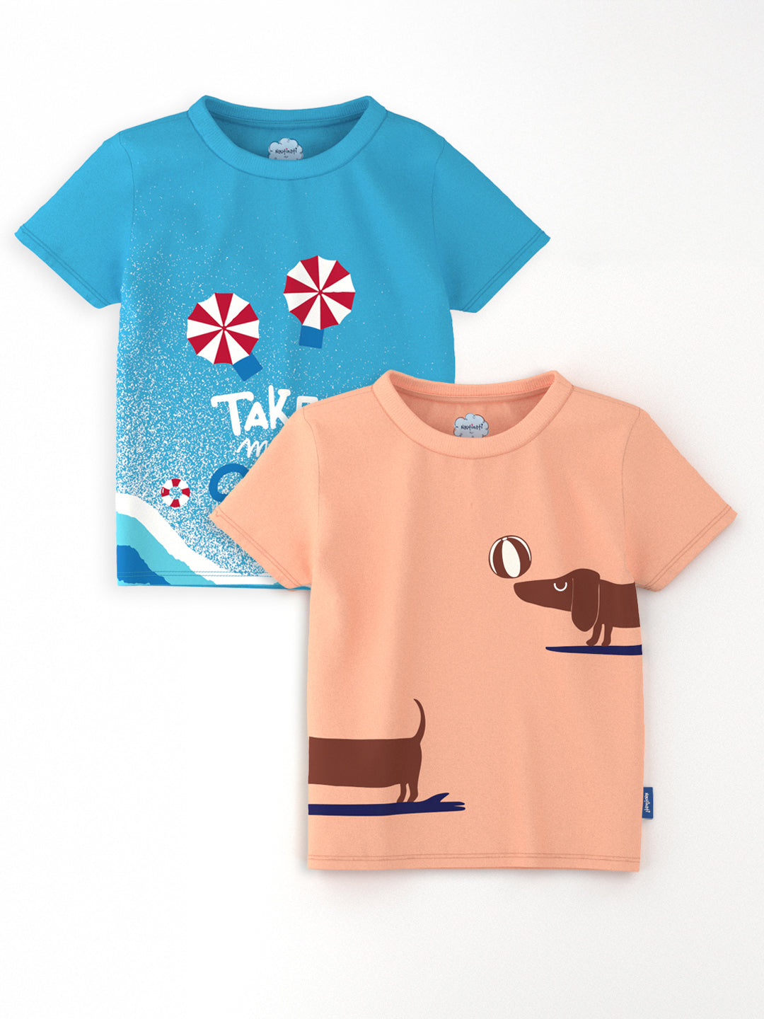 Nautinati Boys' Pack of 2 Cotton Beach Graphic Printed T-shirts