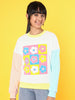 Girls Floral Printed Colourblock Sweatshirt