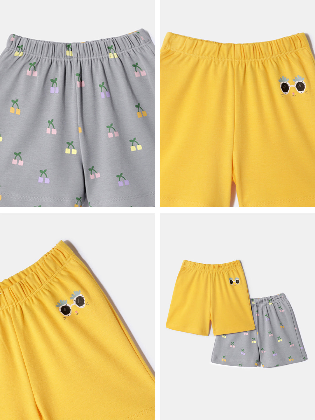 Nautinati Boys' 100% Cotton Shorts | Pigment Print | Pack of 2 | Age 0 - 2 Years