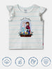 Nautinati Girls' Cotton Frozen Print & Striped Ruffle Sleeves T-shirt