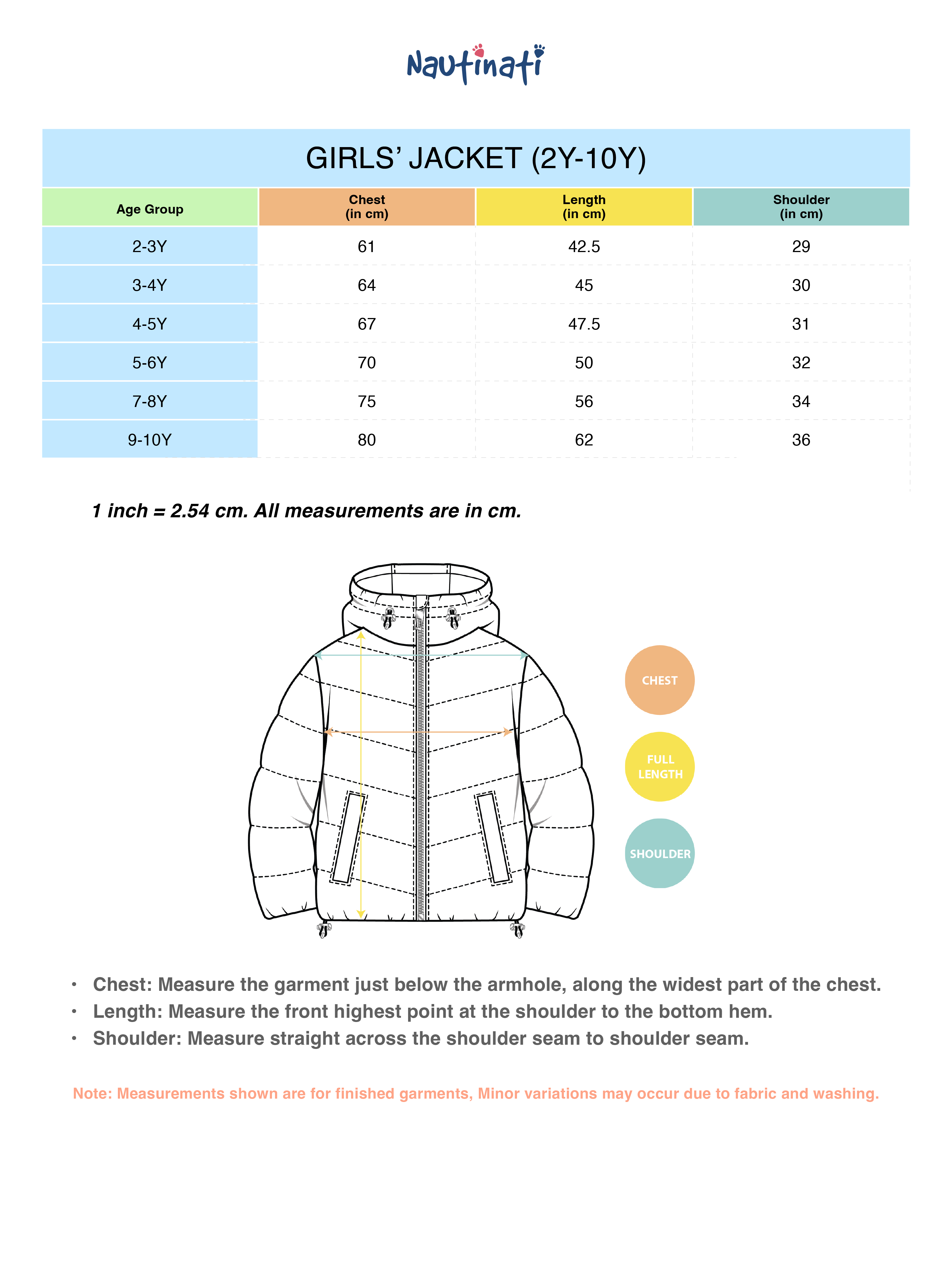 Nautinati Girls' Puffer Jacket | Hooded Design| Age 2 - 10 Years