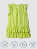 Nautinati Woven Lime Green Tiered Dress for Girls