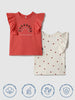 Nautinati Pack of 2 White & Red Printed Tops for Girls