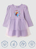 Nautinati Lavender Frozen Print Partywear Dress for Girls