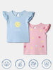 Nautinati Girls' 100% Cotton Printed Tops | Pack of 2 | Age 0 - 2 Years