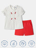 Nautinati Embroidered White Top and Red Shorts Set for Girls