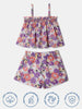 Nautinati Purple Printed Top and Shorts Set for Girls