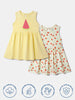 Nautinati Girls' Cotton Printed Dresses | Pack of 2 | Age 0 - 2 Years