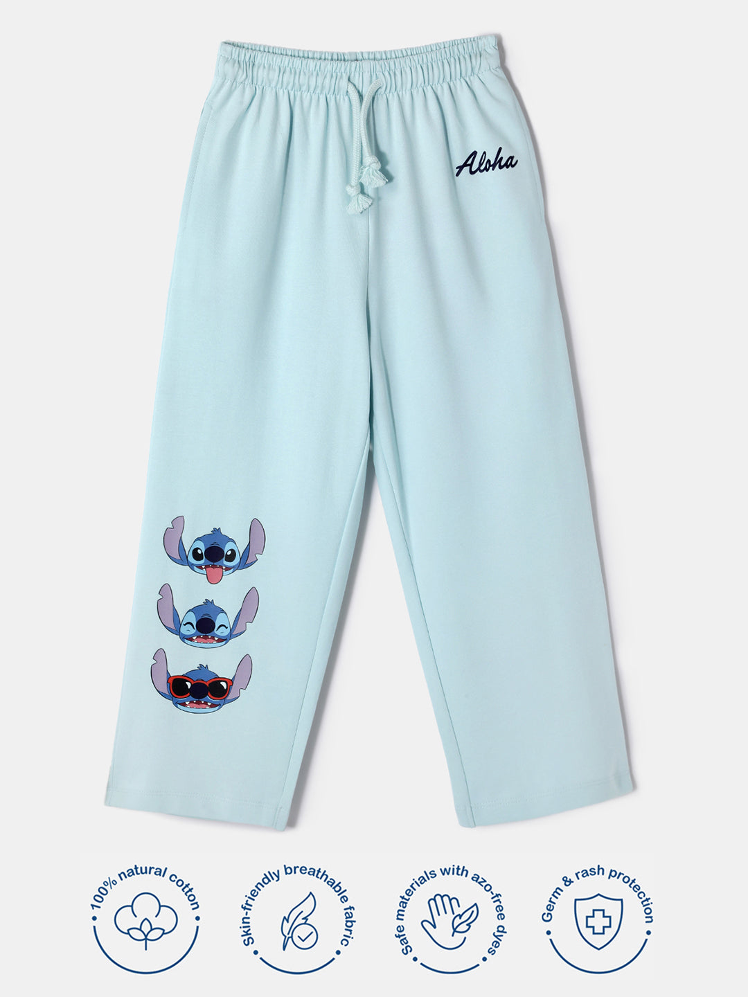 Nautinati Girls' Lightweight Terry Cotton Bottomwear | Lilo Print | Age 2 - 10 Years