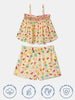 Nautinati Yellow Printed Top and Shorts Set for Girls