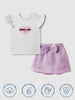 Nautinati Oraganza Lavender Bow Skirt With White Top Set for Girls