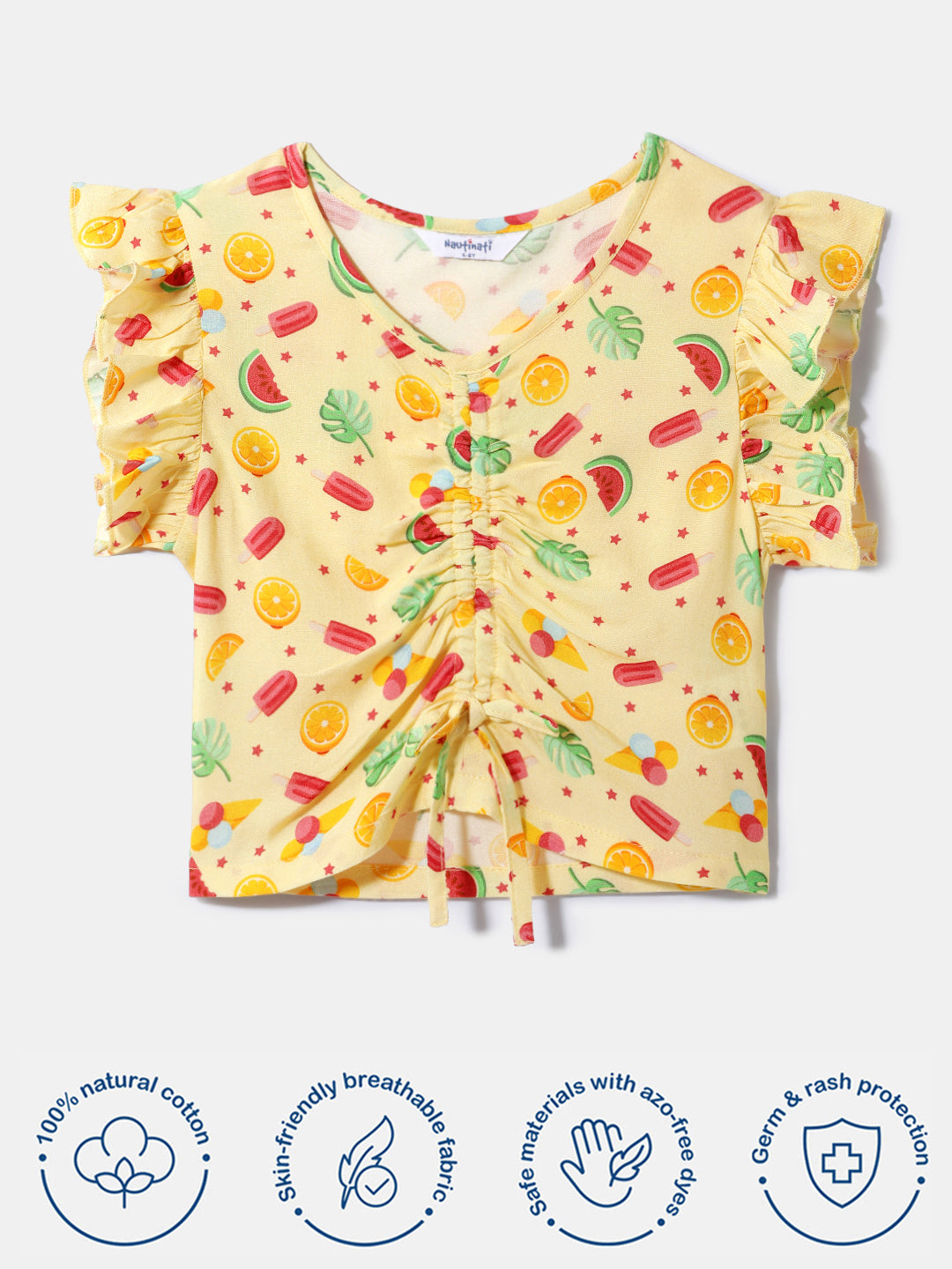 Nautinati Girls' Printed Top | Elastic Detail | Age 2 - 10 Years