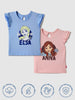 Nautinati Pink & Blue Frozen Print T-shirts for Girls