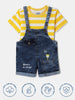 Nautinati Striped Yellow T-shirt and Blue Denim Dungaree Set for Boys