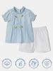 Nautinati Embroidered Blue Top and White Shorts Set for Girls