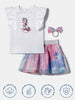 Nautinati Girls' Cotton Top and Mesh Skirt Set| Pigment Print | Age 0 - 2 Years
