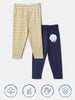 Nautinati Pack of 2 Yellow Striped and White Printed Leggings for Girls