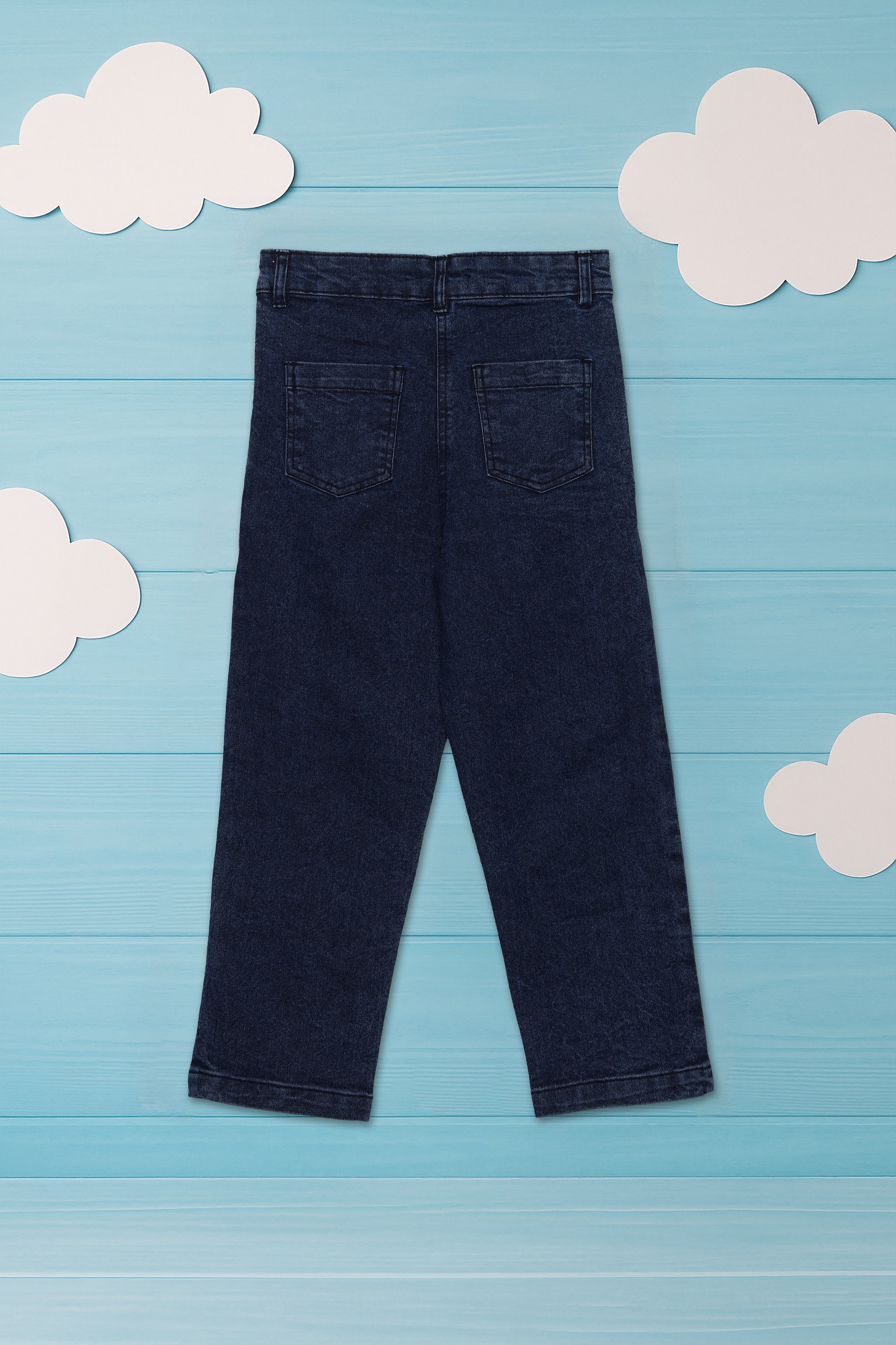 Nautinati Blue Jeans with Heart Embroidery for Girls