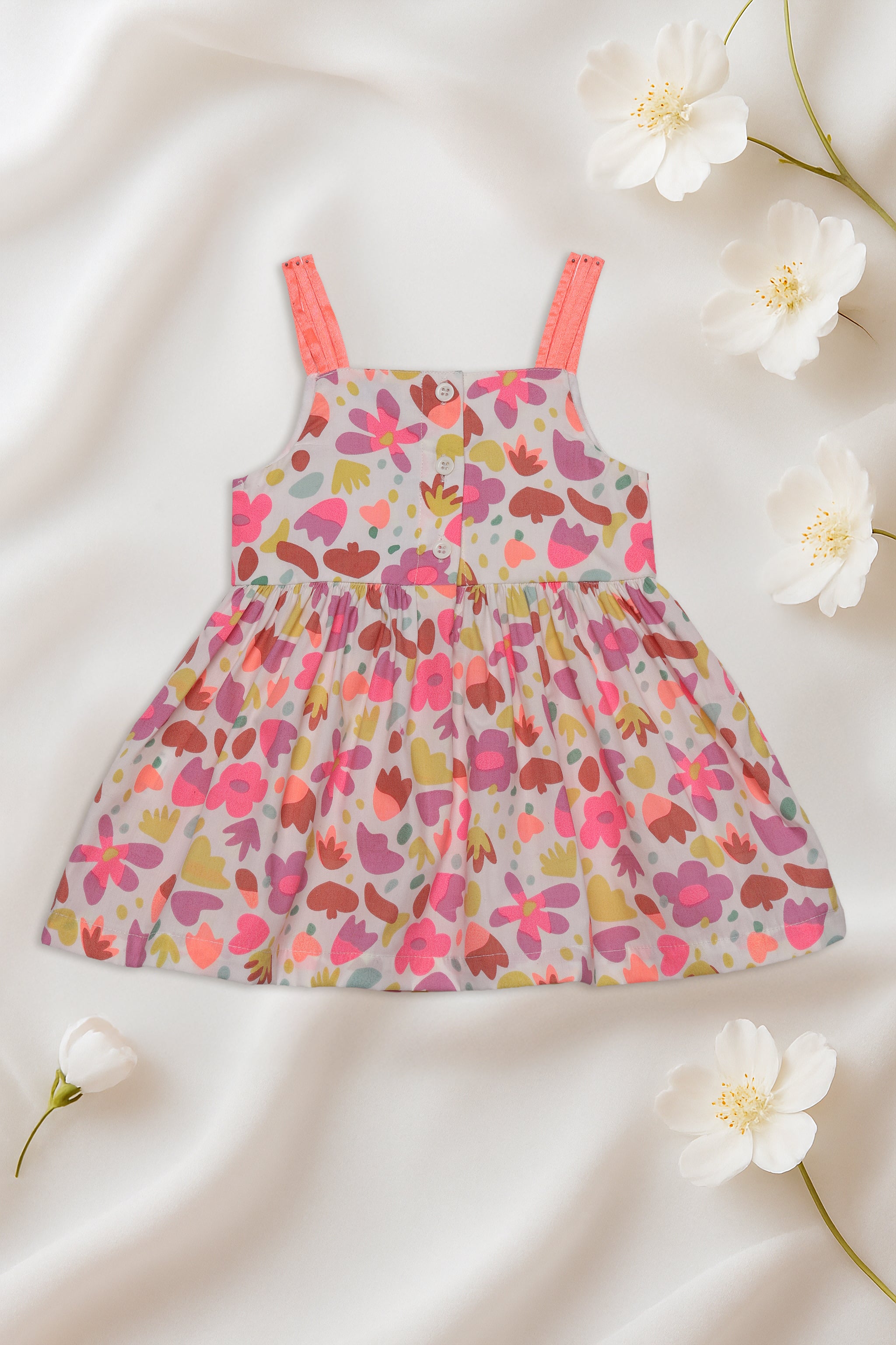 Nautinati Yellow & Blue Floral Print Dress for Girls