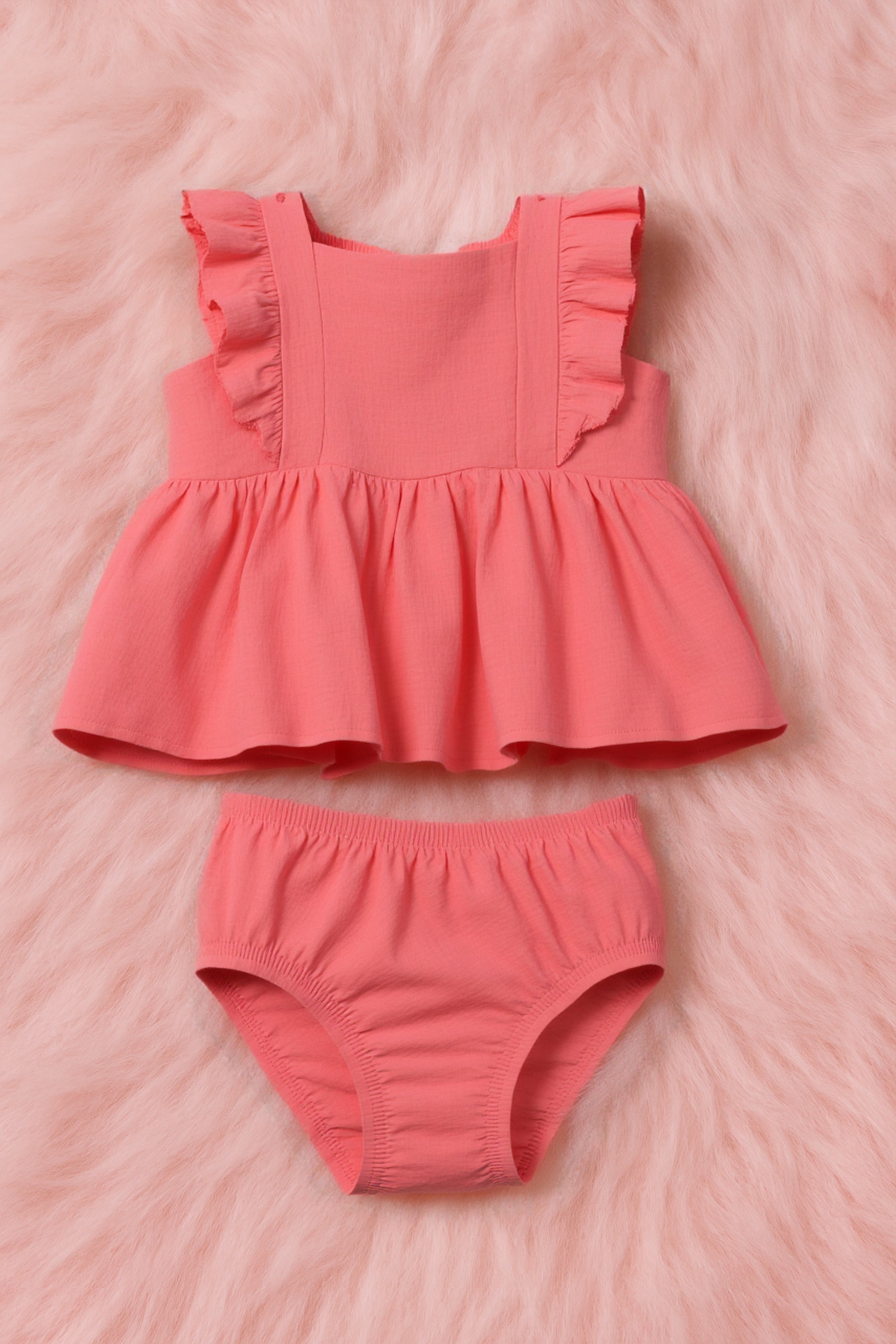 Nautinati Pink Printed Frock Set For Infant Girls