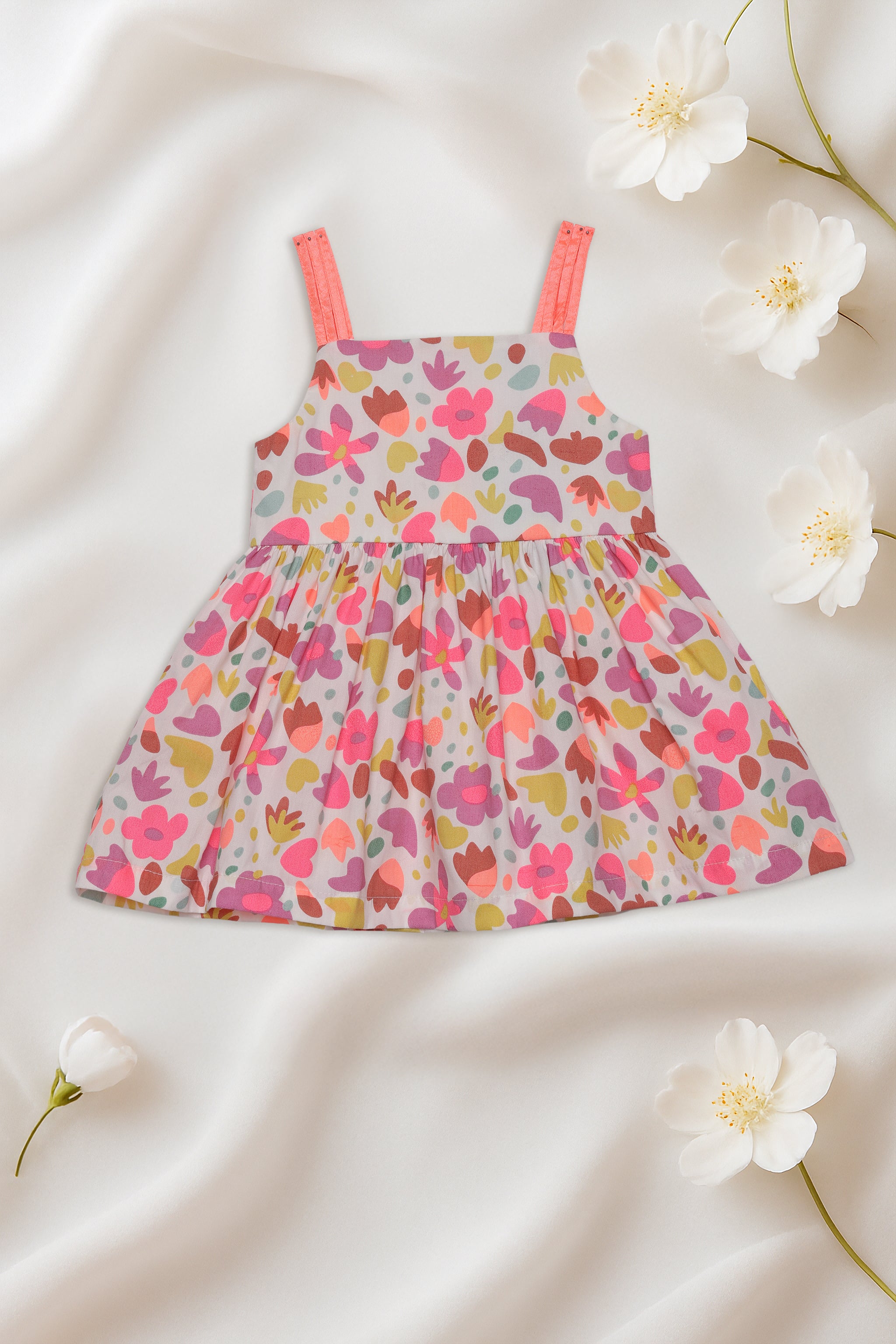 Nautinati Yellow & Blue Floral Print Dress for Girls