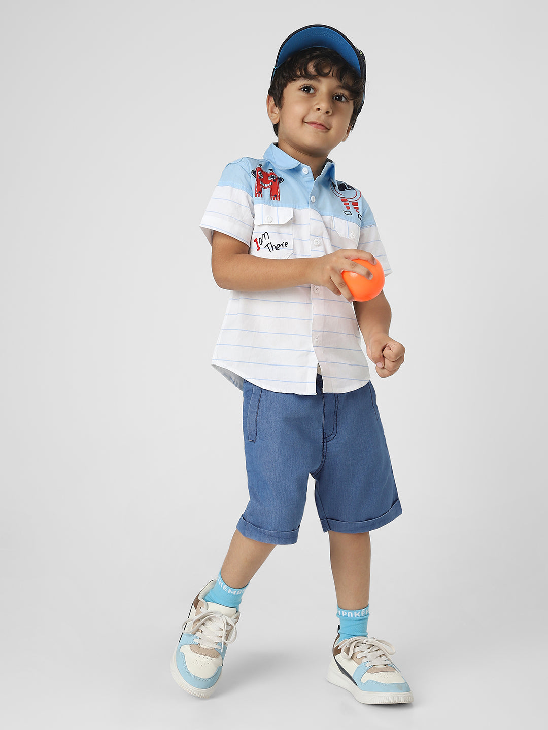 Nautinati Boys' Combo Set Of Striped Shirt And Shorts