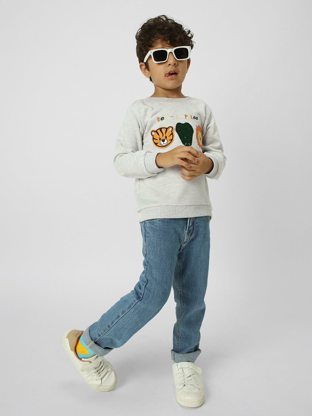 Boys Animal Printed Pullover Sweatshirt