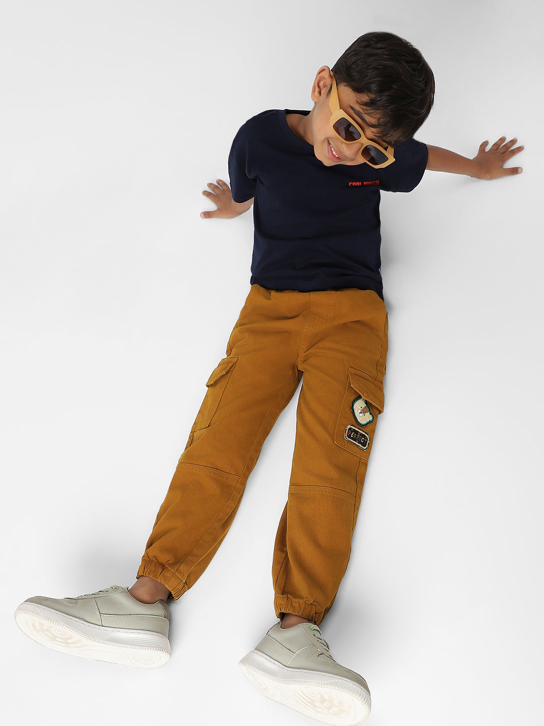 Nautinati Boys' Bear Patch Denim Cargo Style Joggers