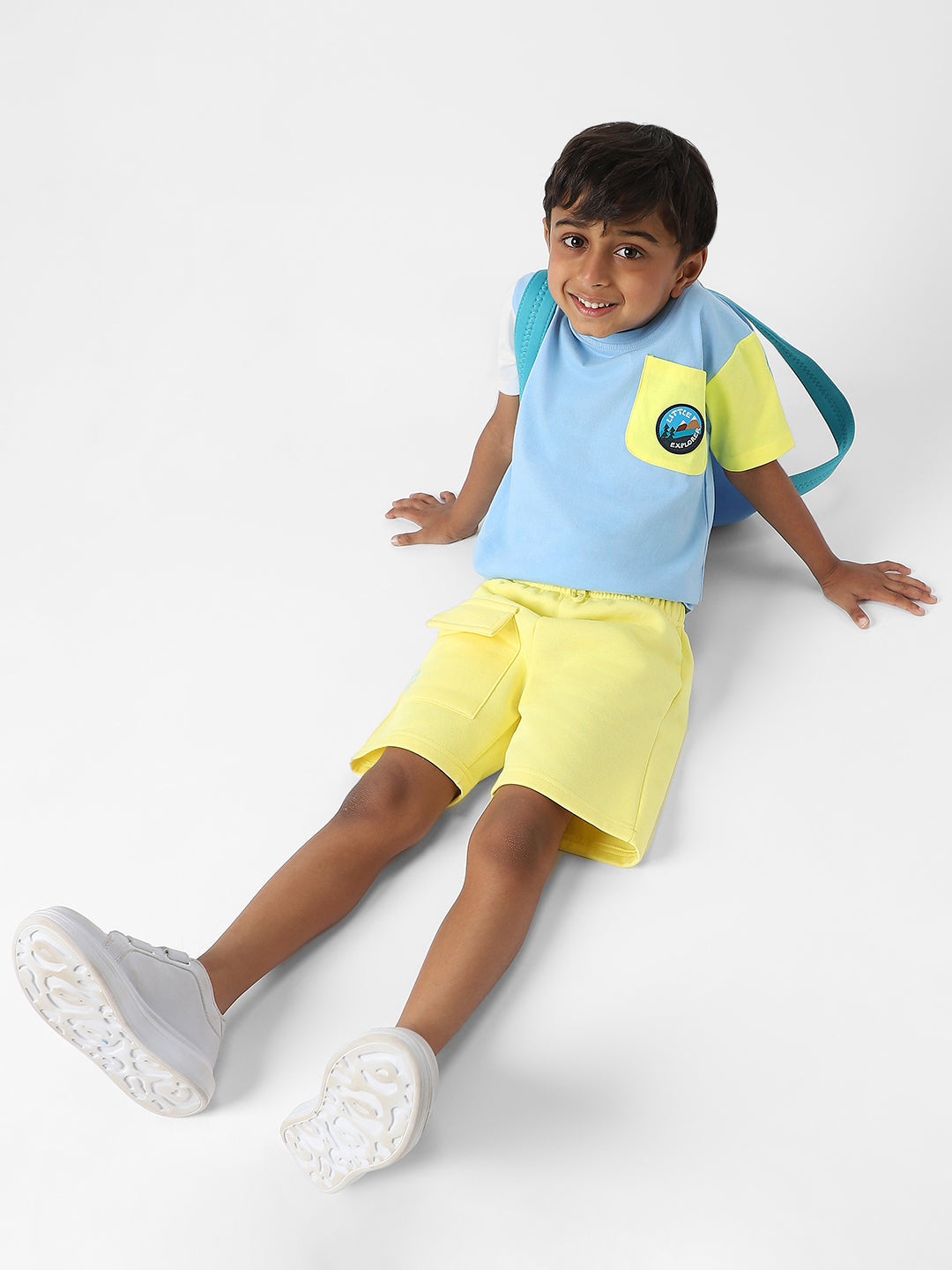 Nautinati Boys' Colourblock Combo Set of T-shirt and Shorts