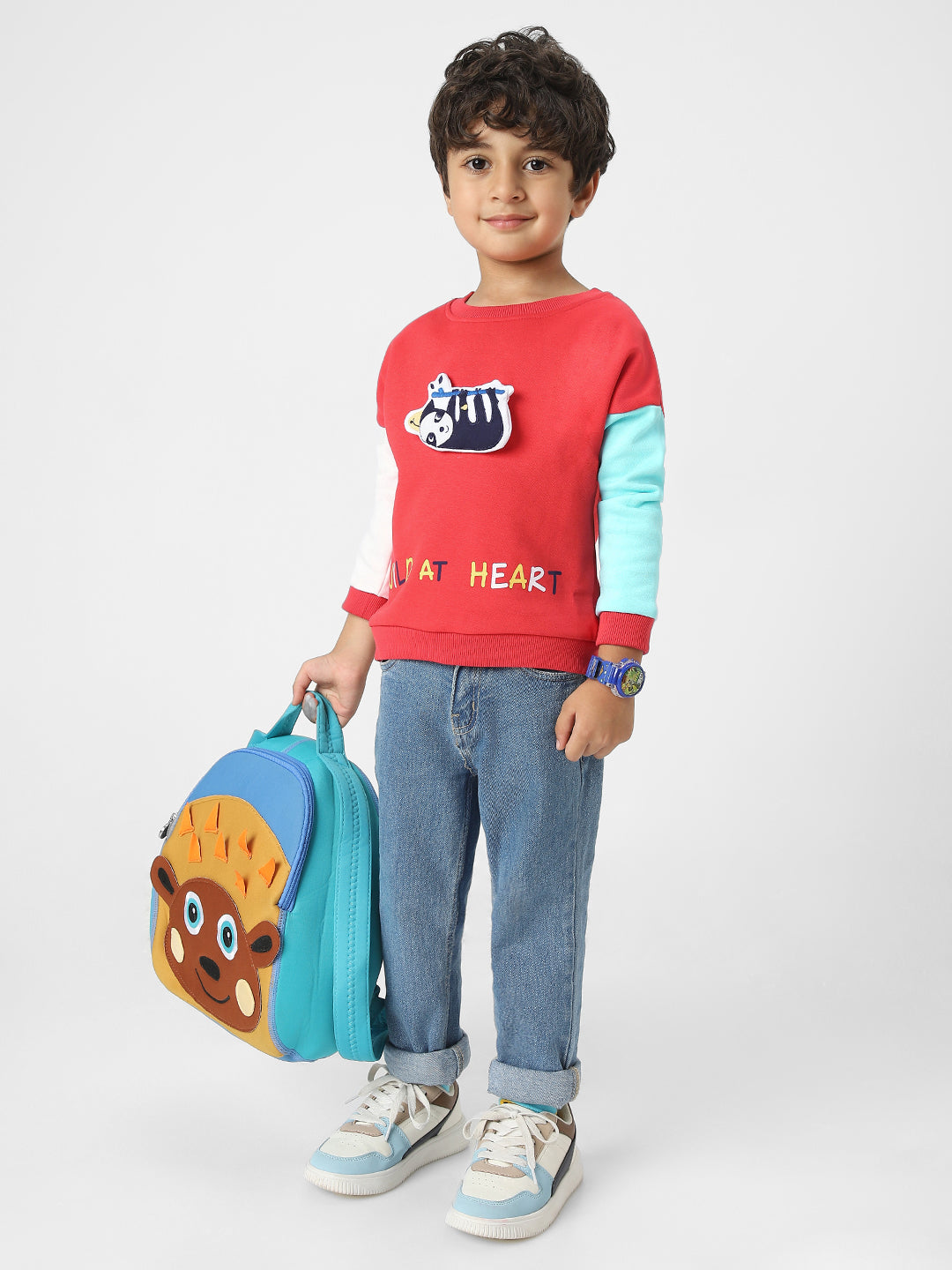 Boys Interactive & Playful Animal-Themed Applique Sweatshirt