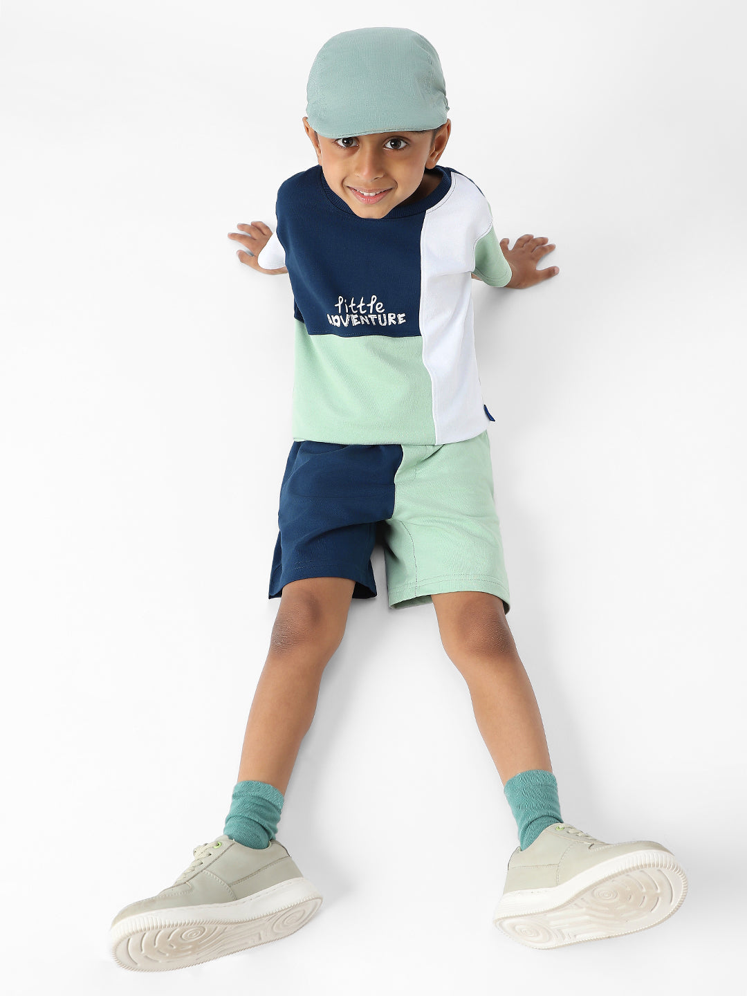 Nautinati Boys' Colourblock Combo Set of T-shirt and Shorts