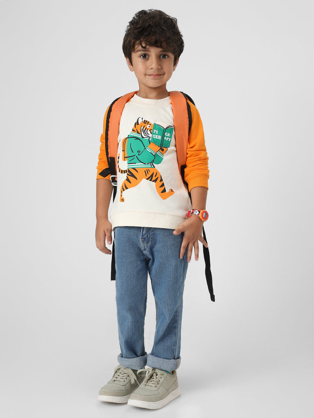 Boys Animal Graphic Printed Sweatshirt With Pocket Detail