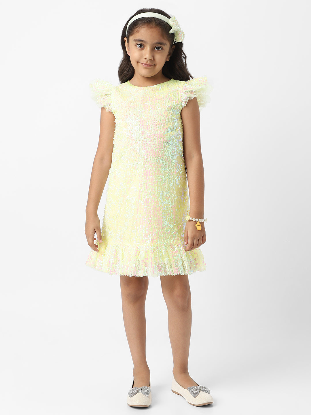 Nautinati Girls Mesh Sequin Party Frock