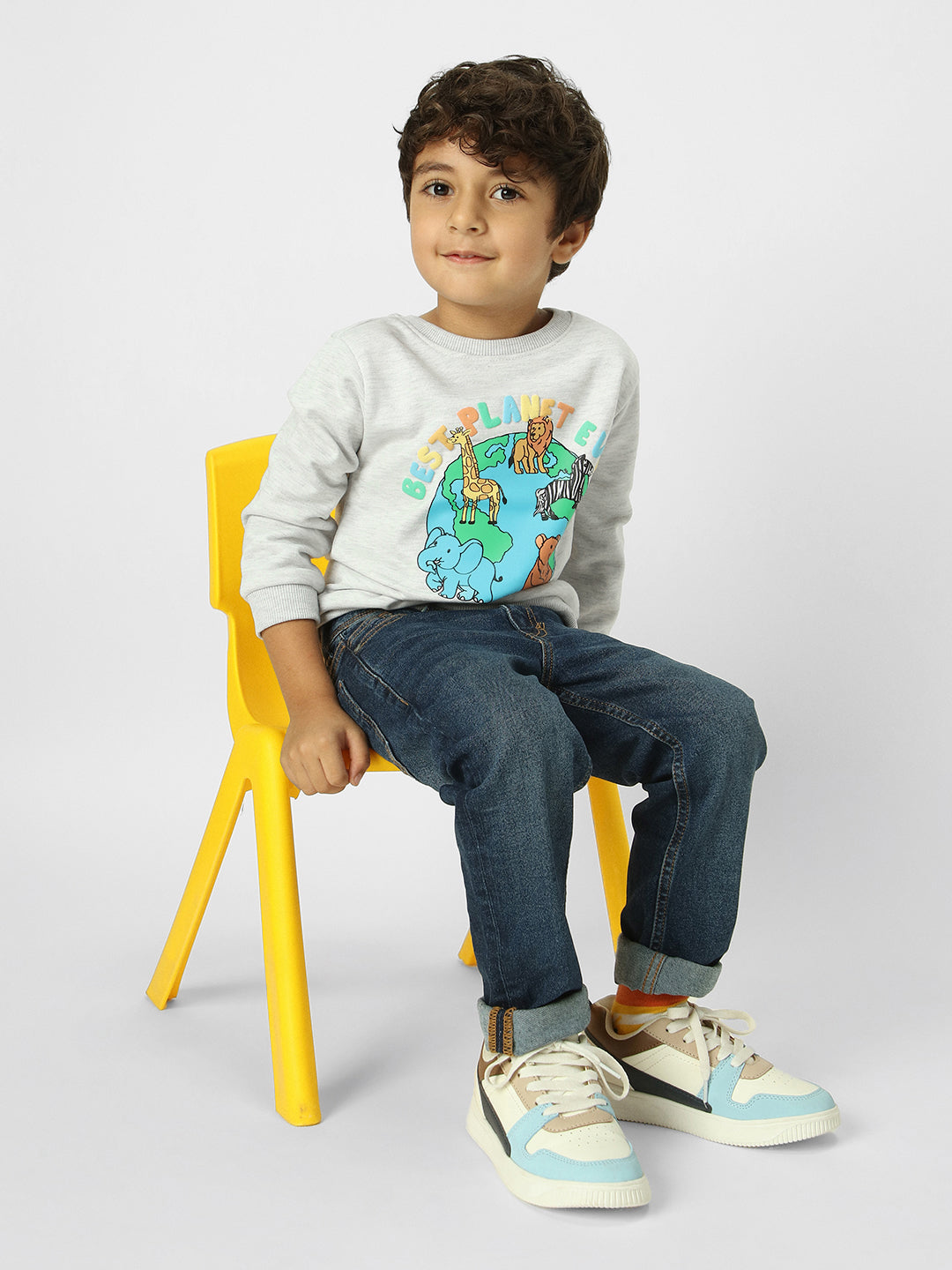 Boys Playful Printed Sweatshirt