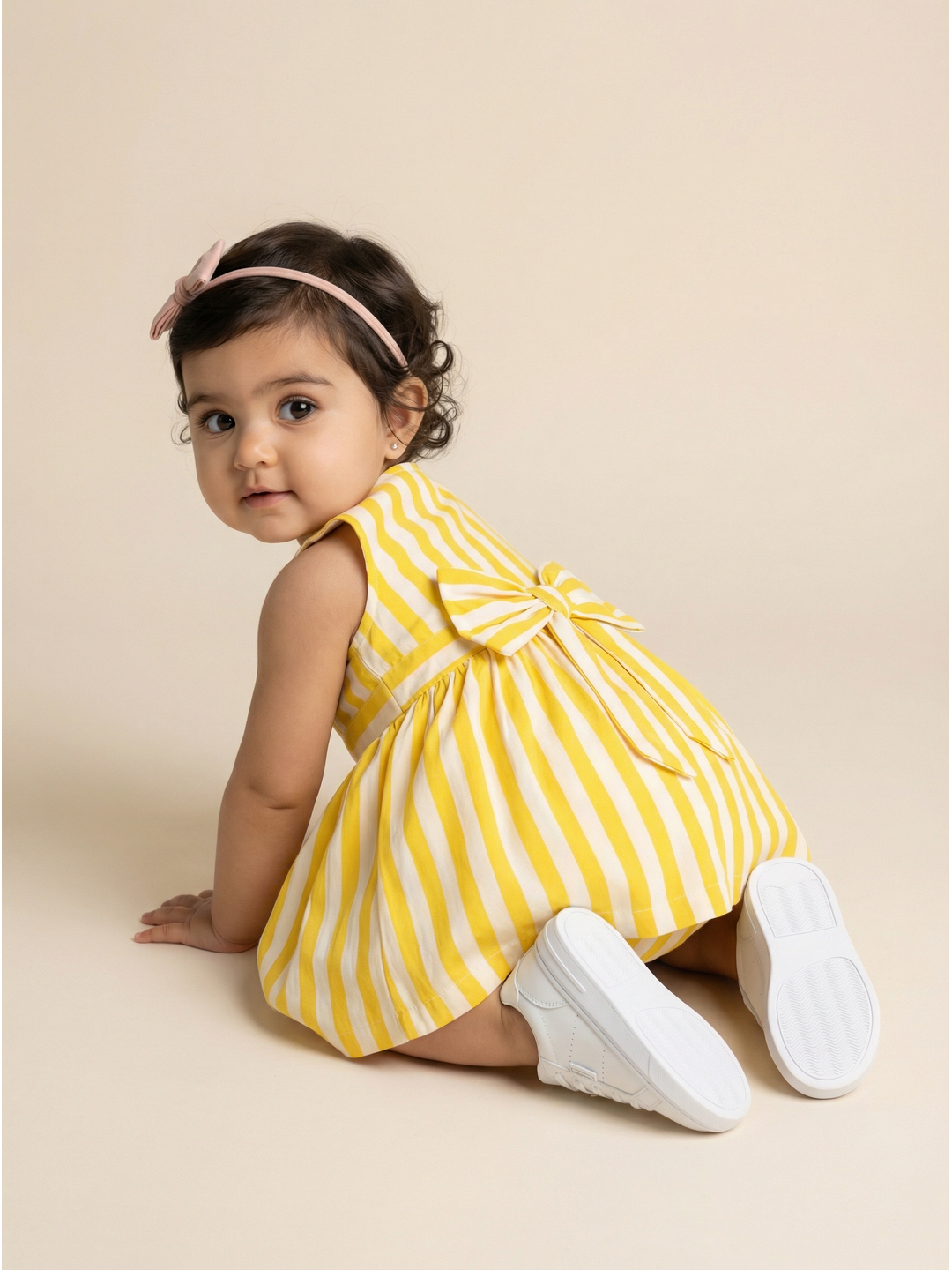 Nautinati Baby Girls Striped Regular Fit Sleeveless Dress