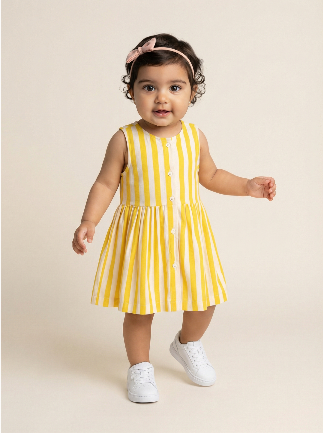 Nautinati Baby Girls Striped Regular Fit Sleeveless Dress